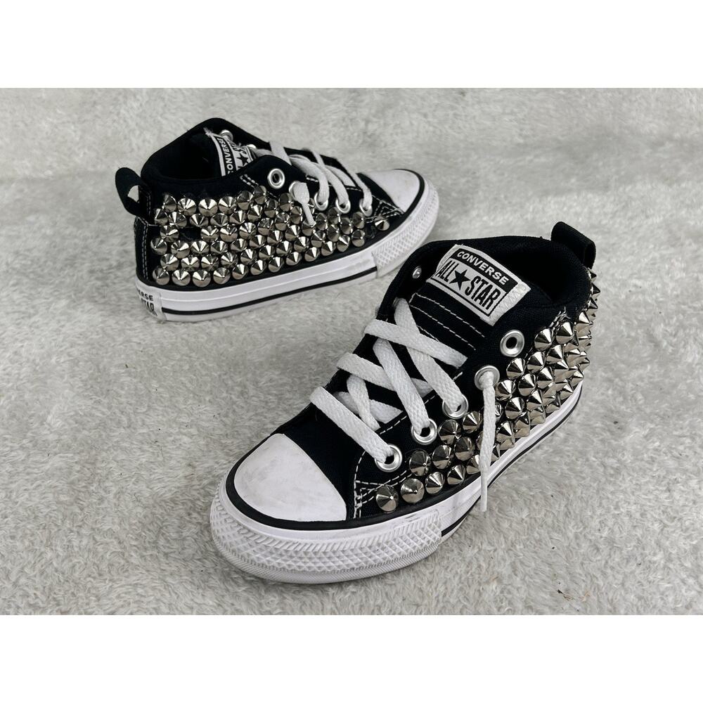 Converse All Star Chuck Taylor Shoes Youth Sz 11 Black Studded Low Top Lace Up